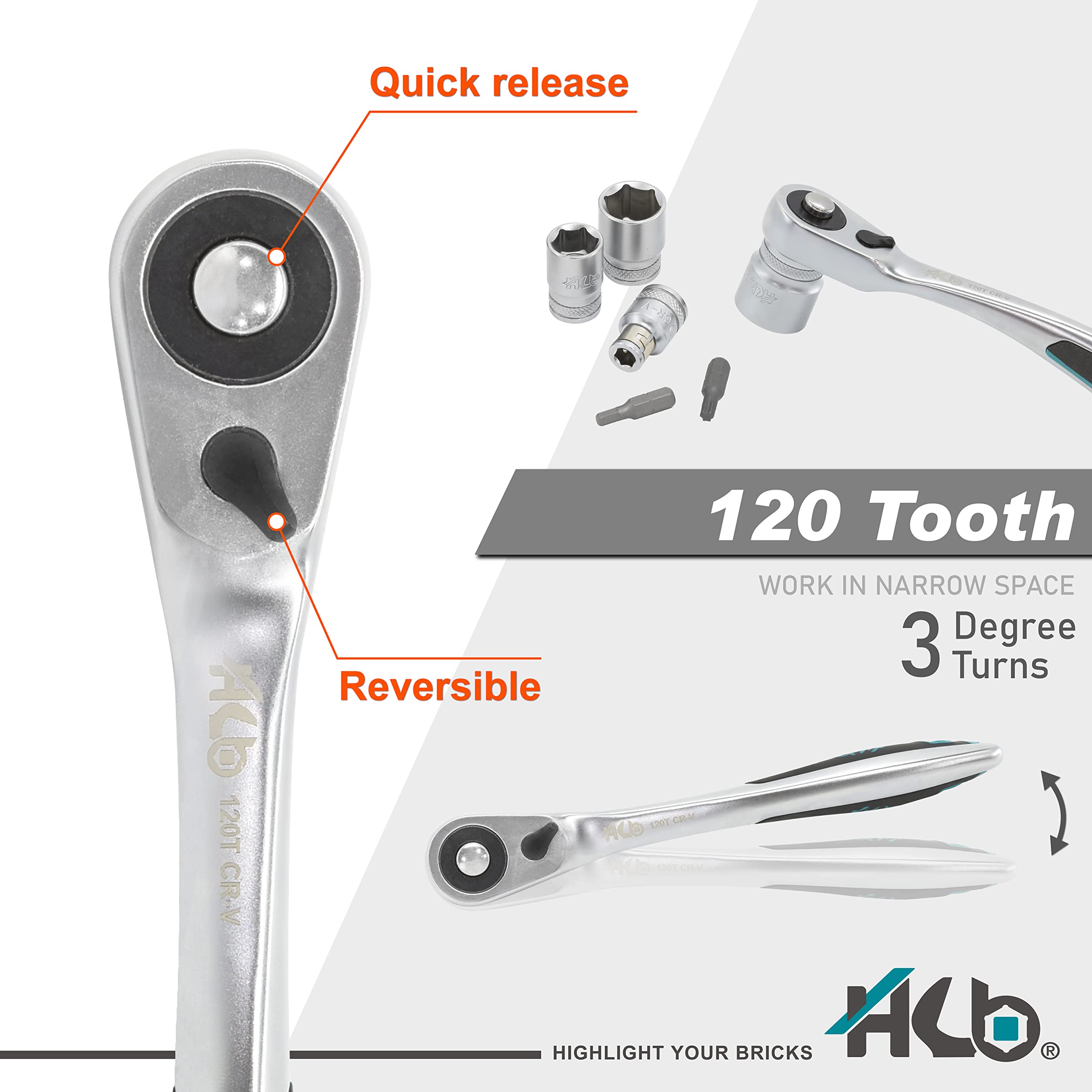 120-Tooth Ratchet Handle Set