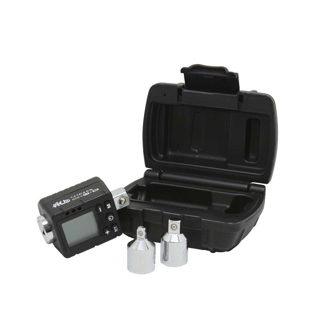 HB 3-Piece Digital Torque Adapter Set AAM002-U, 1/2" Drive 7.4–147.6 Ft-lb (10–200Nm), ±2% Accuracy, Peak/Trace Modes, 5 Units, Memory, LED & Buzzer Alerts, Chrome Vanadium Steel, Made in Taiwan