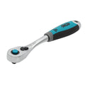 HB 1/4" Drive 120-Tooth Ratchet Handle AHU025-U | 3° Arc Swing Quick Release & Reversible Switch | Offset Ergonomic Grip with Hanging Hole | Micro Chrome Finish | Chrome Vanadium Steel Made in Taiwan