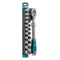 HB 12-Piece 1/2" Drive Socket Set, Telescopic Extendable Ratchet & Rack