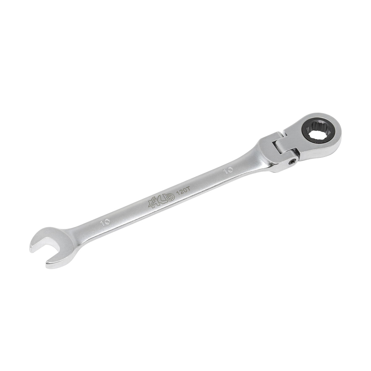 HB 10mm Ratchet Wrench WGF010 120-Tooth Non-Slip Flex Head 180° Reversible Metric Spanner 3° Arc Swing Patented Grip Plus Rounded Bolt Remover Chrome Vanadium Steel Micro-Chrome Finish Made in Taiwan
