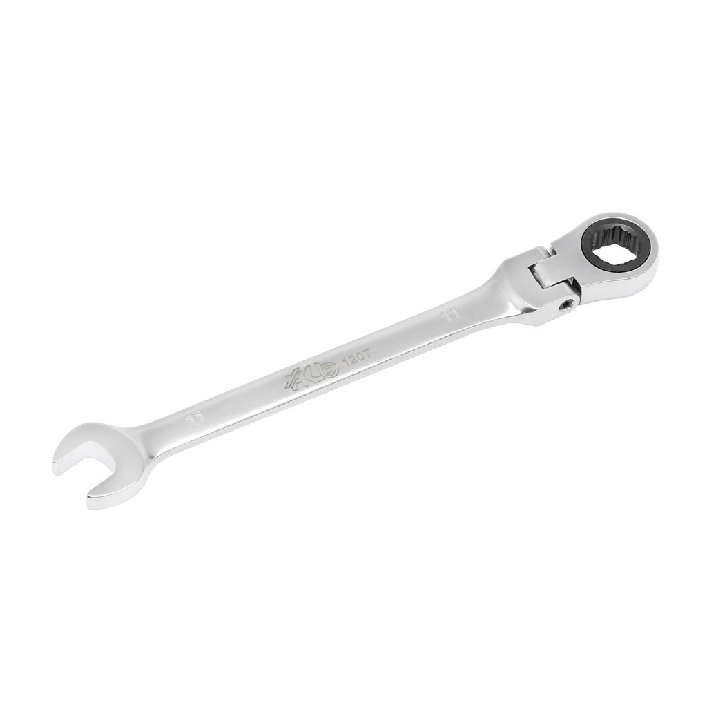HB 11mm Ratchet Wrench WGF011 120-Tooth Non-Slip Flex Head 180° Reversible Metric Spanner 3° Arc Swing Patented Grip Plus Rounded Bolt Remover Chrome Vanadium Steel Micro-Chrome Finish Made in Taiwan