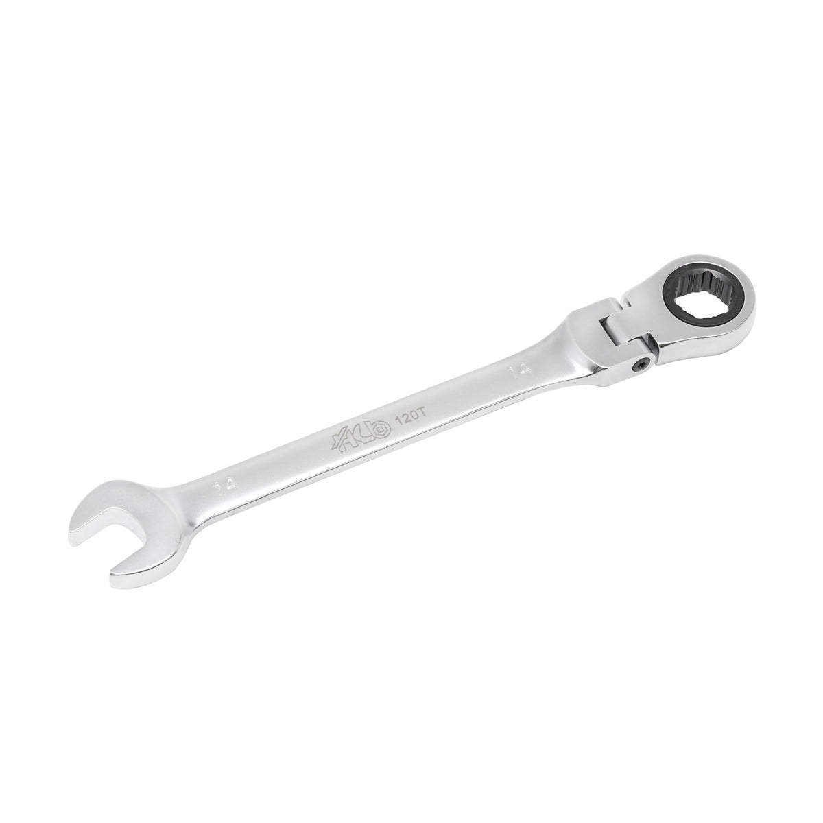 HB 14mm Ratchet Wrench WGF014 120-Tooth Non-Slip Flex Head 180° Reversible Metric Spanner 3° Arc Swing Patented Grip Plus Rounded Bolt Remover Chrome Vanadium Steel Micro-Chrome Finish Made in Taiwan