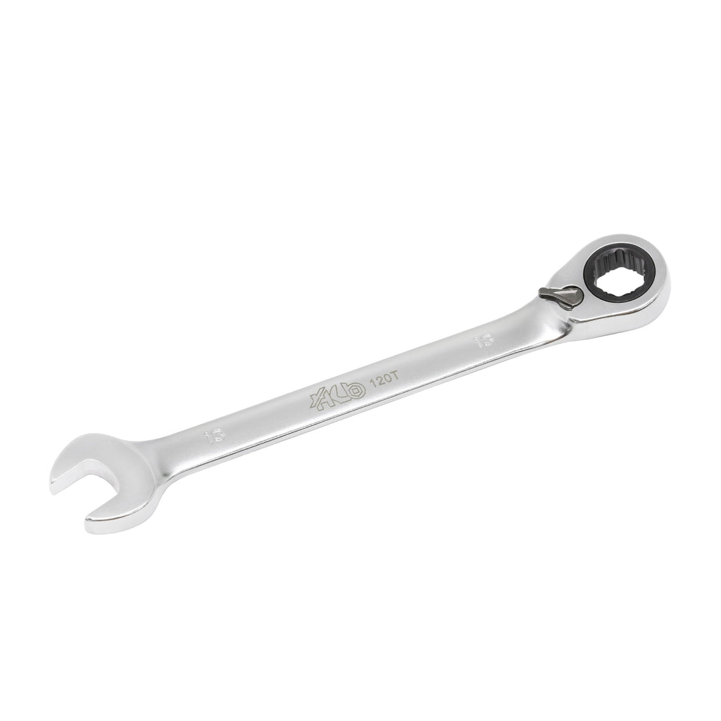 HB 13mm Ratchet Wrench WGR013-U | 120-Tooth Non-Slip Reversible Metric Spanner 3° Arc Swing | Patented Grip Plus Rounded Bolt Remover | Chrome Vanadium Steel Micro-Chrome Finish | Made in Taiwan
